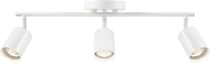 Globe Electric 64000092 21" 3-Light Track Lighting, Matte White, Pivoting Shades, Ceiling Lamp for Bedroom, Kitchen, Hallway, Bathroom, Den, Dining Room, Home Décor