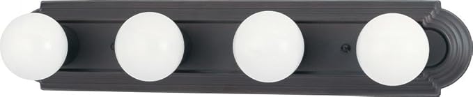 Nuvo 60/1285 Four Light Vanity Strip, Mahogany Bronze, 24-Inch, mahogany bronze / frosted glass, 4lt vanity strip