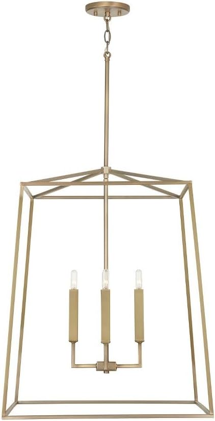 Capital Lighting 537643AD Thea Lantern Foyer Pendant, 4-Light 240 Total Watts, 28" H x 22" W, Aged Brass