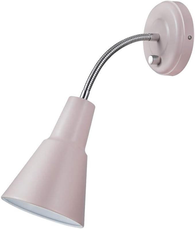 Globe Electric 13064 Sophie 1-Light Plug-in or Hardwire Wall Sconce, Chrome Gooseneck, Matte Rose, 6ft Clear Cord, Bulb Not Included