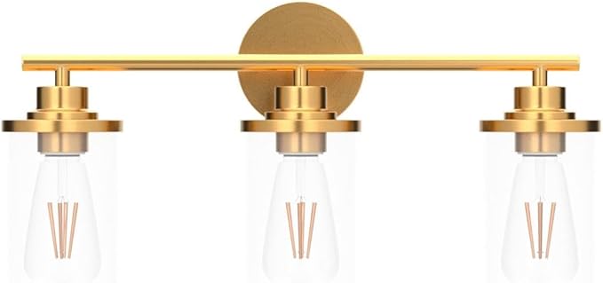 Bathroom Light Fixtures,Vanity Lights Over Mirror,Brushed Gold Vanity Light for Bathroom,20'' Brass Gold 3-Light Modern Bath Light