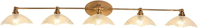 58.65-inch Bathroom Vanity Light, 5-Light Brass Vanity Light, European Classic Luxury Bathroom Mirror Light, E12 Sockets