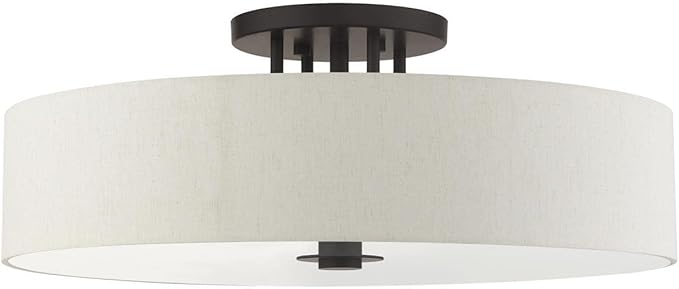 Livex Lighting Meridian - 6 Light Semi-Flush Mount in Modern Style - 30 Inches Wide by 11.25 Inches high-English Bronze Finish