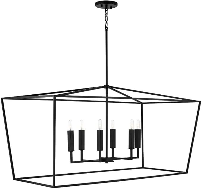 Capital Lighting 837661AD Thea Symmetrical Clear Line Island/Linear Pendant, 6-Light 360 Total Watts, 21" H x 42" W, Aged Brass