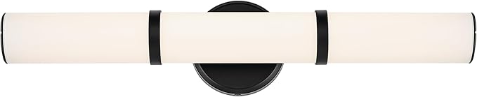 Kichler Rosh 24.25" LED Bathroom Vanity Light Fixture with White Glass in Black, Modern Minimalist Bath Bar for Mirror, Dimmable 5 CCT Selectable (24.25" W x 5" H), 55188BKLED