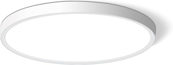 CHARYJOD LED Flush Mount Ceiling Light Fixture 12Inch, 24W Flat Light,5000K Ultra Thin Surface Panel Low Profile for Bedroom Kitchen Bathroom Garage Living Room, White (DC-CJ-0030-24W-50K)
