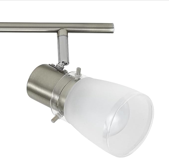 4-Light Track Lighting Kit, Brushed Nickel Flush Mount Ceiling Light Fixture with Frosted Glass Shades, Foldable Arms with E26 Adjustable Heads Spotlight, ETL Listed (35.6 inch)