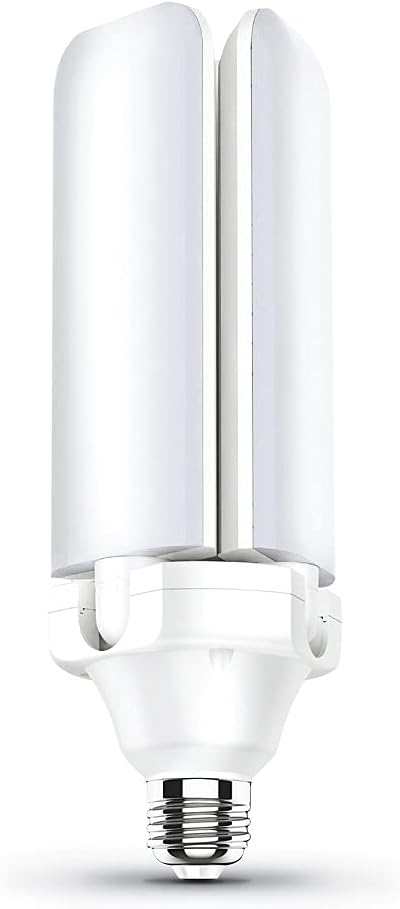 Feit Electric LED Garage Light, 3 Panel Adjustable Screw-in LED Shop Light Bulb, E26 Base, 4000 Lumens, Non-Dimmable, 5000k Daylight, Garage Ceiling Light, White, ADJ4000/5K/LED