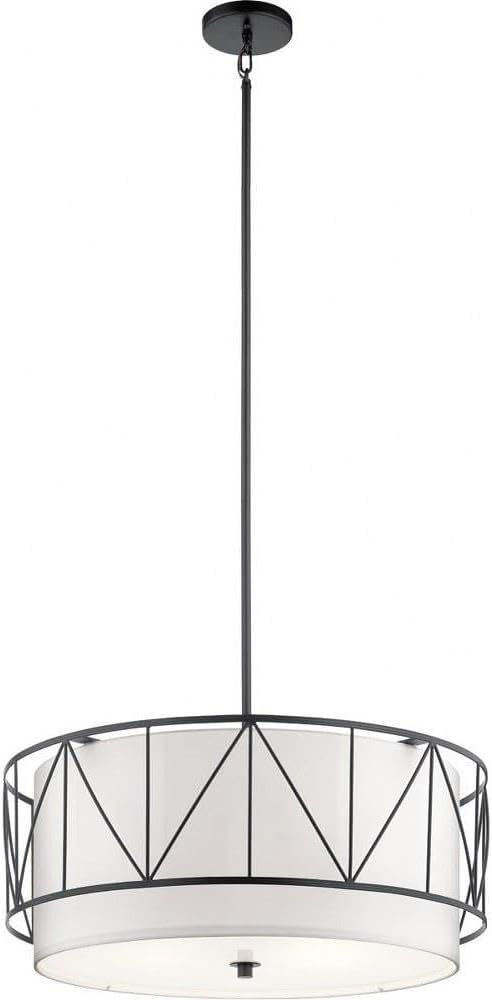 Kichler Birkleigh 11.5" 4 Light Pendant with Satin Etched Glass in Black