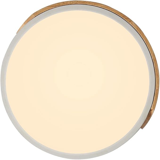 LED Ceiling Lights, 12 Inch White Modern Flush Mount Lighting Fixture,Round Shaped Wood Ceiling Lighting,30W,3000K Warm Light