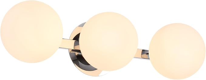Chrome Globe Bathroom Vanity Light Fixtures, Modern 3 Lights Wall Lighting, Porch Wall Mount Light Fixture for Bathroom, Over Mirror Cabinets