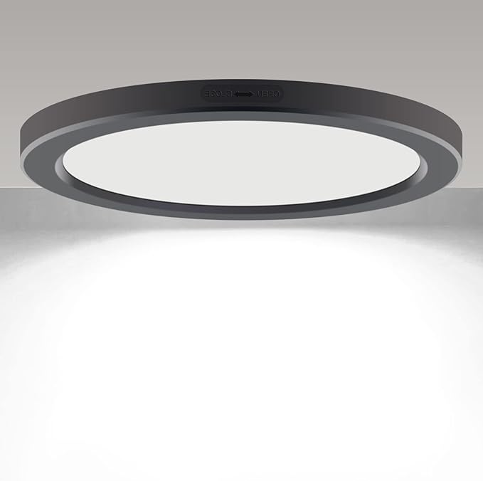 7 inch Flush Mount LED Ceiling Light Dimmable Ultra Slim 0.63'' Thick Round Flat Ceiling Lamps 5000K Daylight LED Ceiling Lights for Kitchen,Bathroom,Basement ETL Listed 1 Pack(Black)
