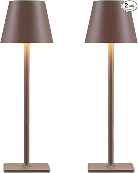 Brown Cordless Table Lamps Set of 2,Vintage Rechargeable Lamp for Restaurant Dinner Dining Kitchen Countertop Bathroom Counter Top Tabletop Lighting,Shower Lamp for Insider Shower,Lampara Recargable