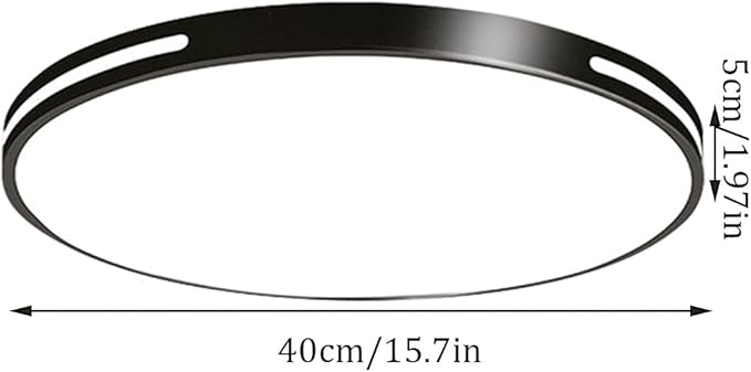 Modern, Simple, Round, Ultra-Thin Ceiling Light, Minimalist, Three-Color Dimming LED Ceiling Decorative Lighting, for Dining Room, Bedroom, Corridor, Metal Acrylic Lighting, Black 30 cm