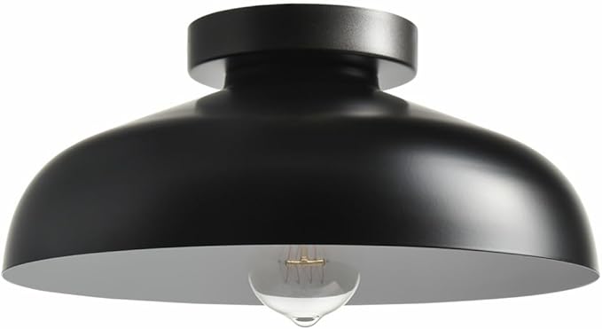 DIRYZON 12-Inch Industrial Ceiling Light Fixture,Black Bedroom Ceiling Light,Metal Ceiling Lighting for Hallway Kitchen