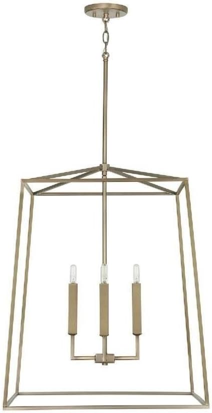 Capital Lighting 537643AD Thea Lantern Foyer Pendant, 4-Light 240 Total Watts, 28" H x 22" W, Aged Brass