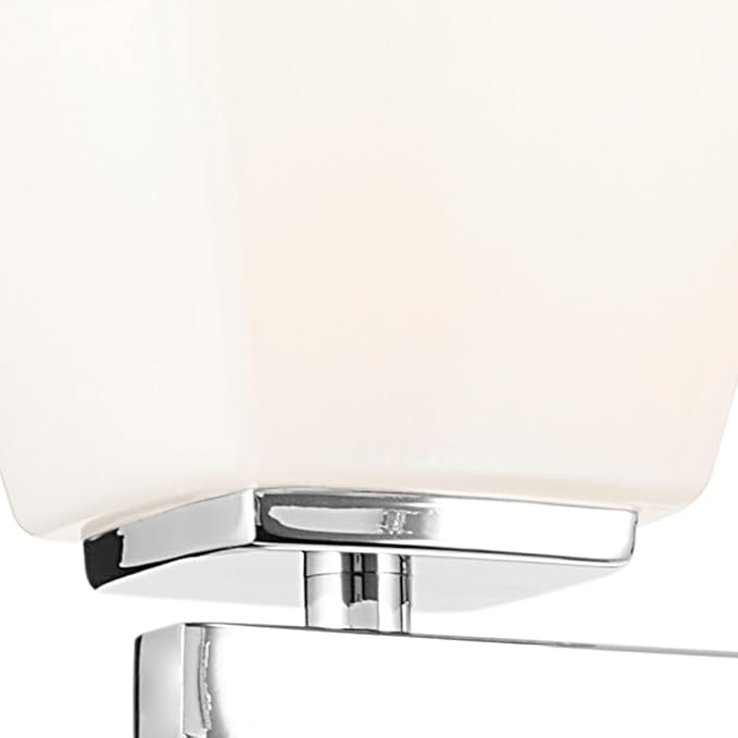 Kichler Marant 4-Light Bathroom Vanity Light Fixture with Opal Glass, Modern Chrome Wall Mount Over Mirror for Powder Room (33.25 in x 9.5 in x 6.75 in), 55217CH