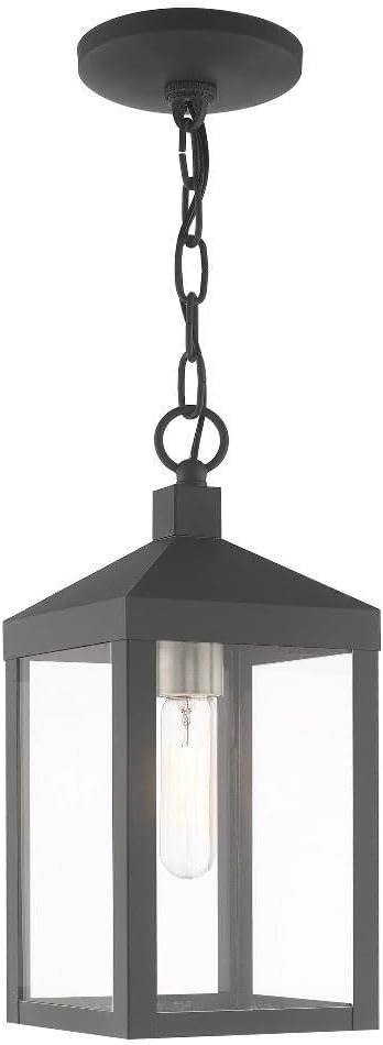 Livex Lighting 20591-76 Nyack - One Light Outdoor Hanging Lantern, Scandinavian Gray Finish with Clear Glass