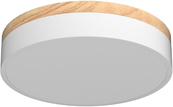 Yiisem Dimmable Wood LED Flush Mount Ceiling Light, 5CCT 2700K-6000K Modern Round Close to Ceiling Lighting Fixtures, Minimalist White Ceiling Lamp for Bedroom, Kitchen, Hallway, Laundry Room