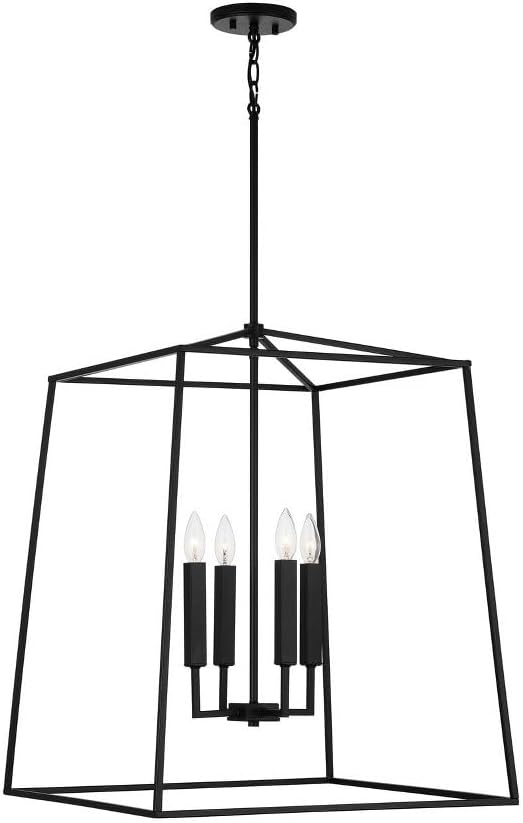 Capital Lighting 537643AD Thea Lantern Foyer Pendant, 4-Light 240 Total Watts, 28" H x 22" W, Aged Brass