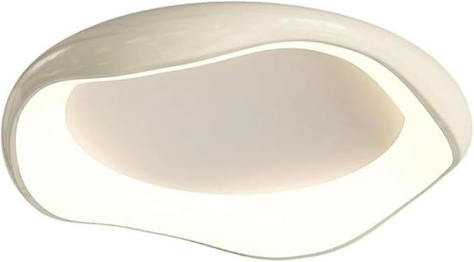 KISAD Nordic Modern and Minimalism Irregular Ceiling Lights Acrylic Shade Semi Flush Mount Ceiling Lamp Iron Body Three-Color Mode Ceiling Light Fixture White Or Black for Bedroom(White,52cm/20.4in)