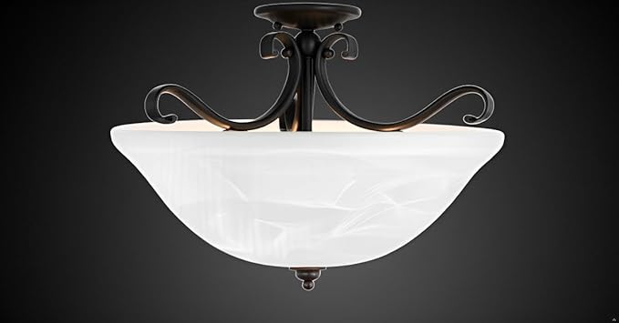 Aspen Creative 25002-65-1 Replacement Alabaster Glass shade for Flush Mount or Semi-Flush Mount, 1/2" Center Hole, 11-1/2" Diameter x 4" Height