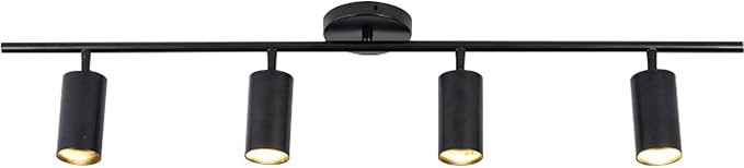 KCO Lighting 4-Light Black Track Lighting Fixtures Ceiling Flexible Mid Century Modern Led Track Light Dimmable Indoor Ceiling Spotlight Kitchen Flush Mount Track Lighting (4-Light)