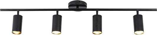 KCO Lighting 4-Light Black Track Lighting Fixtures Ceiling Flexible Mid Century Modern Led Track Light Dimmable Indoor Ceiling Spotlight Kitchen Flush Mount Track Lighting (4-Light)