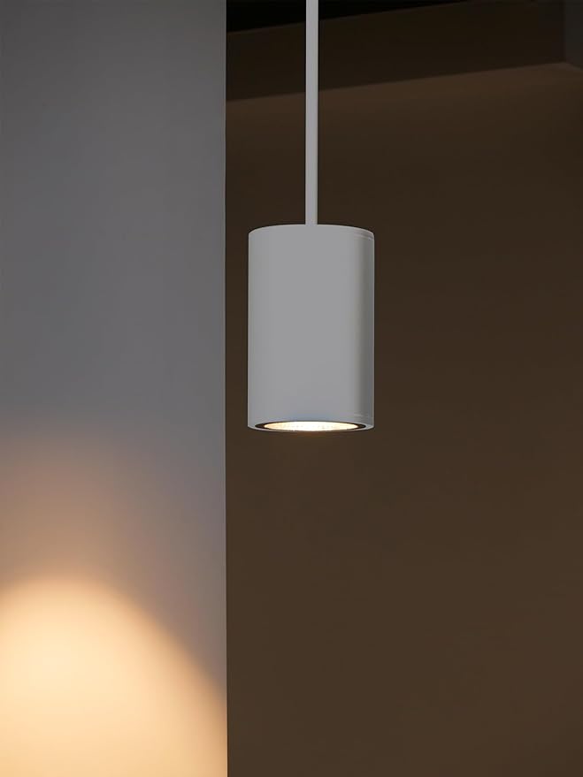 LEONLITE 5CCT 6 Inch LED Tube Architectural Pendant Downlight, Stem Mount & Surface Mount Available, 120-277V, CRI90 Dimmable Commercial Cylinder Pendant Light, 3-Wattage Selectable, White, Pack of 2