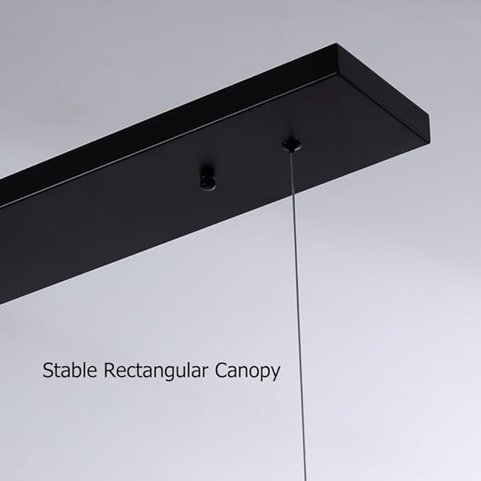 Modern Black Kitchen Island Lighting, Linear Chandeliers for Dining Room 6-Light Square Ceiling Hanging Pendant Light