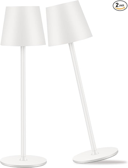 IMQSQIK 2 Pack Cordless Table Lamp, 5000mAh Portable Rechargeable LED Desk Lamp, 3 Color Modes Stepless Dimming Table Light with Memory Function, for Dinner, Patio, Home, Restaurant.