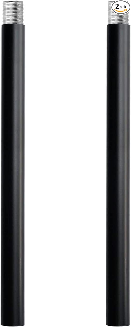 SGLfarmty 2 PCS 5-inch Length, Matte Black M10 Threaded Extension Rod for Pendant Light, Island Lighting, Chandeliers, Lighting Fixture Stems