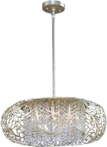 Maxim Arabesque-Nine Light Pendant in Crystal style-24 Inches Wide by 12 inches high-Golden Silver Finish-Beveled Crystal Glas