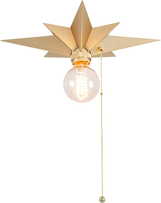 VILUXY Flush Mount Ceiling Light, Gold Star Light Fixtures Mini Ceiling Lamps with Pull Chain On/Off Switch for Hallway, Entryway, Study Room, Bedroom