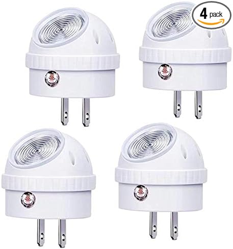 Emotionlite Plug-in Night Lights, Warm White LED Nightlight, 360° Rotation, Dusk to Dawn Sensor, Kids, Adult, Bedroom, Hallway, Bathroom,Kitchen, Stairways, Corridor, 4 Pack