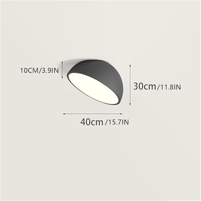 KISAD Modern and Minimalism Semi-Circular Ceiling Lights Iron Body Semi Flush Mount Ceiling Lamp Available in Black and White Three-Color Mode Ceiling Light Fixture for Bedroom(Black,40CM/15.7IN)