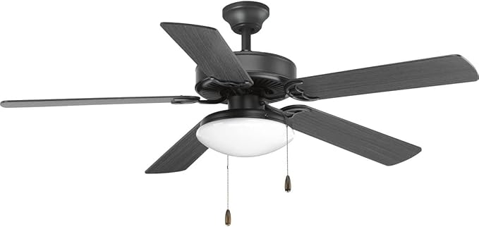 Progress Lighting 2-Light Ceiling Fan Light Kit for AirPro Collection Ceiling Fans, Modern Tranisitonal Style with Wide Low Profile Opal Glass Diffuser, Includes 2 LED Light Bulbs, Graphite