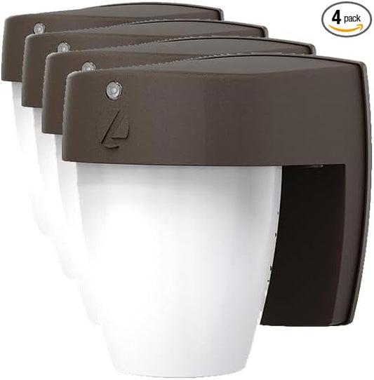 Lithonia Lighting OSC LED SWW2 Outdoor LED Wall Pack Entry Light with Photocell Dusk-to-Dawn, Dark Bronze (Pack of 4)