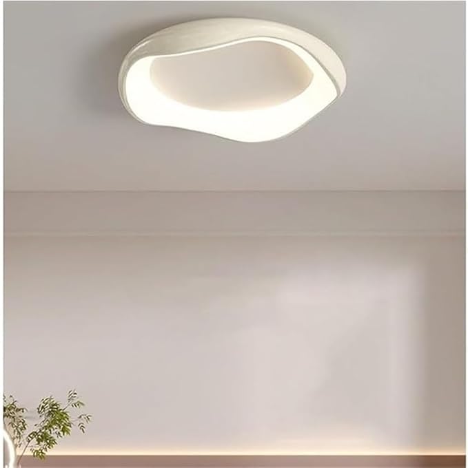KISAD Nordic Modern and Minimalism Irregular Ceiling Lights Acrylic Shade Semi Flush Mount Ceiling Lamp Iron Body Three-Color Mode Ceiling Light Fixture White Or Black for Bedroom(White,42cm/16.5in)