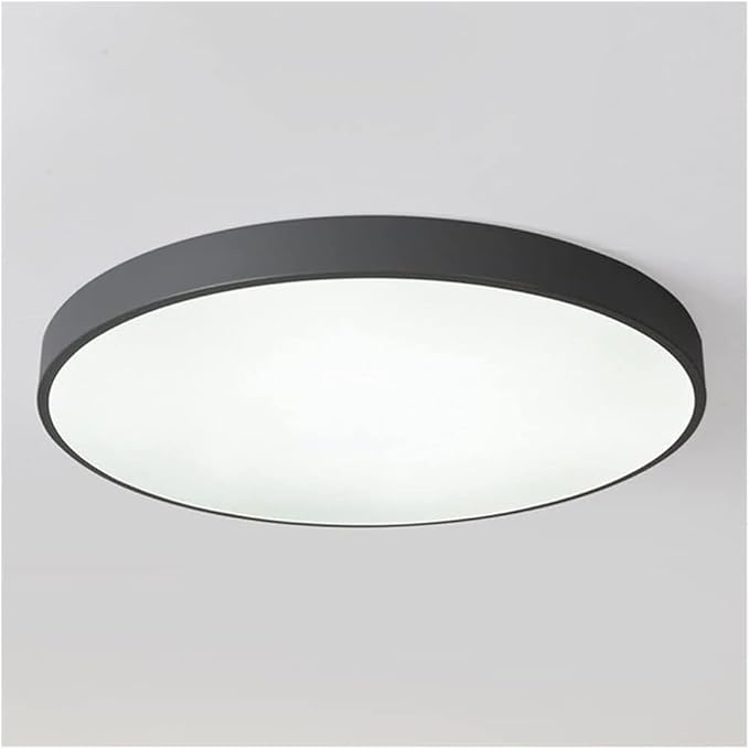 Minimalist Ceiling Lamp Round Ultra Thin Three Color Dimmable Flush Mount Sleek Modern Lighting Fixture for Bedroom Kitchen Corridor Livingroom Hallway(Black,19.7in)