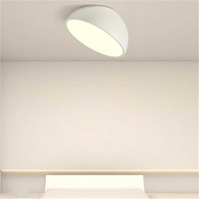 KISAD Modern and Minimalism Semi-Circular Ceiling Lights Iron Body Semi Flush Mount Ceiling Lamp Available in Black and White Three-Color Mode Ceiling Light Fixture for Bedroom(White,40CM/15.7IN)