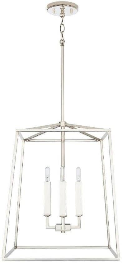 Capital Lighting 537642PN Thea Lantern Foyer Pendant, 4-Light 240 Total Watts, 20" H x 16" W, Polished Nickel