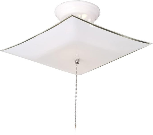 Design House 517805 Traditional 2-Light Indoor Semi-Flush Ceiling Mount Square Frosted White Glass Bedroom Hallway Kitchen Dining Room, 12", White