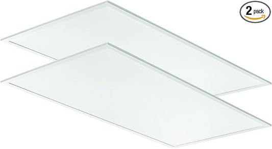 Lithonia Lighting CPX 2x4 LED Flat Panel Light, 2 Ft. x 4 Ft. LED Light Panel, Ceiling Lighting Fixture, 4000/5000/6000 Adjustable Lumens, 3500K/4000K/5000K CCT, Smooth Satin Lens, White (2-Pack)