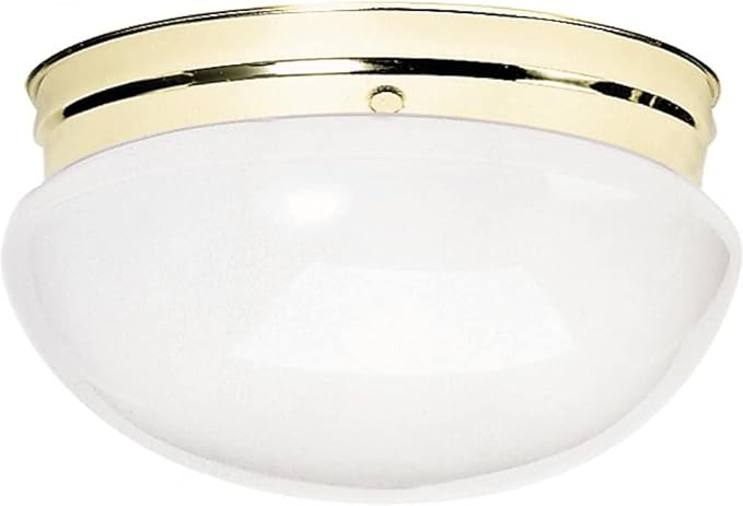 NUVO SF77/986 Two Light Mushroom Flush Mount, Polished Brass/White Glass
