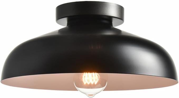 DIRYZON 12-Inch Industrial Ceiling Light Fixture,Black Bedroom Ceiling Light,Metal Ceiling Lighting for Hallway Kitchen