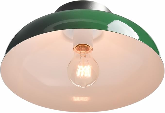 DIRYZON Modern Green Ceiling Light, Macarons Kitchen Lighting Fixtures, Industrial Metal 12-Inch Bedroom Ceiling Light