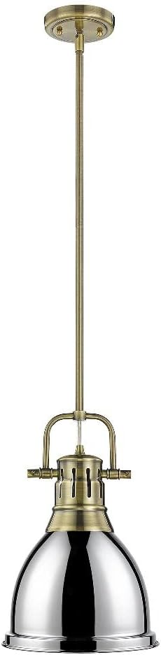 Golden Lighting 3604-S BLK-RD Duncan Pendant, Matte Black with Red Shade