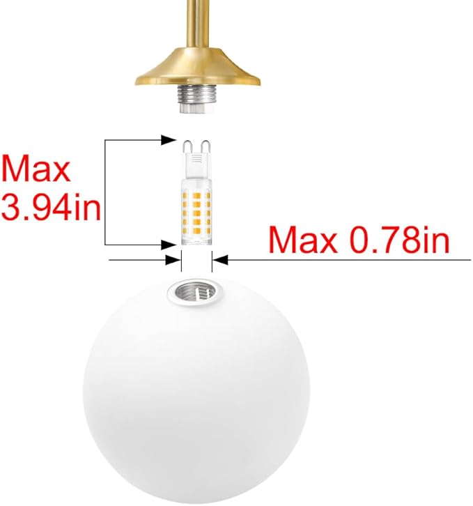 Modern Brushed Gold 3-Lights Vanity Light Fixtures with Milky White Glass Ball Shades, Mid Century Brass Wall Sconce Lighting Fixtures over Mirror, Wall Sconces for Bathroom Dressing Table Bedroom