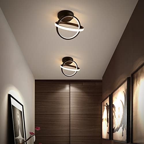 CANEOE Black Led Hallway Light, 3000K Modern LED Ceiling Light Fixtures, Creative Design Round Hallway Light Fixtures for Living Room Bedroom Corridor Aisle Indoor Ceiling Lamp (Warm White)